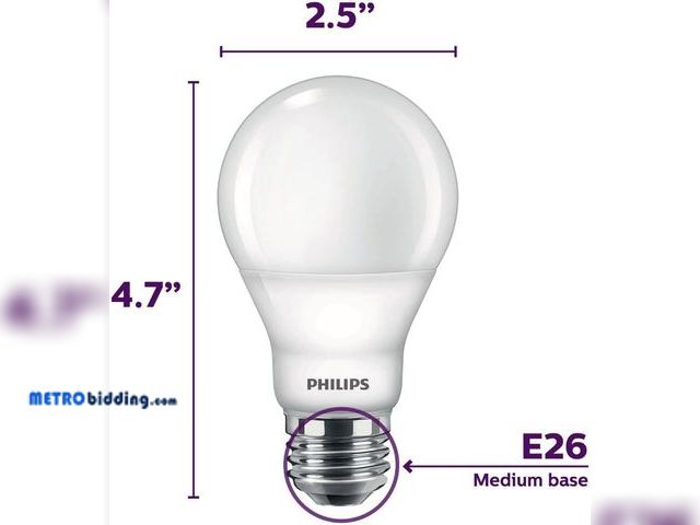Lot 88-501715 - Philips LED Flicker-Free Frosted A19 Light Bulb, Dimmable Warm Glow Effect, 800 Lumen, 2700-2200K, 8...