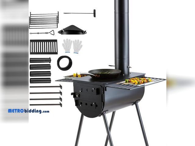 Lot 88-481435 - VEVOR 118" Camping Wood Stove, Portable Alloy Steel Tent Stove with 3000in³ Firebox, Outdoor Heating...