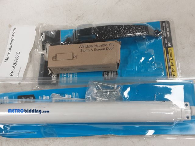Lot 88-484536 - Set of storm door replacement parts
Open packages
Unknown if missing pieces