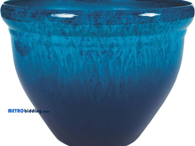 Lot 88-498174 - The HC Companies Pizzazz Decorative Round Flower Pots w/Ceramic Look - UV-Resistant Decorative Pot f...