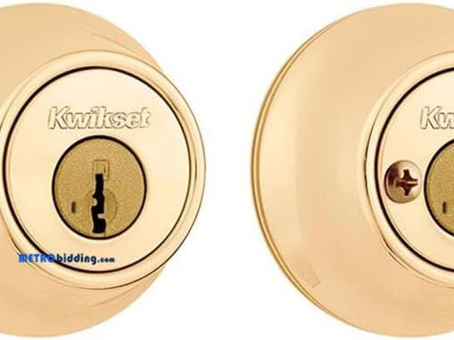 Lot 88-480349 - Kwikset SmartKey Security Polished Brass Metal Double Cylinder Deadbolt