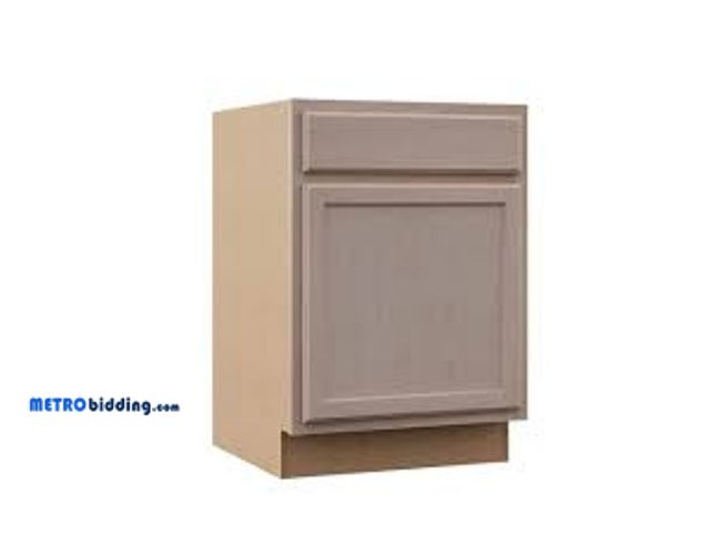 Lot 88-491345 - Hampton Bay 24 in. W x 24 in. D x 34.5 in. H Assembled Base Kitchen Cabinet in Unfinished with Reces...