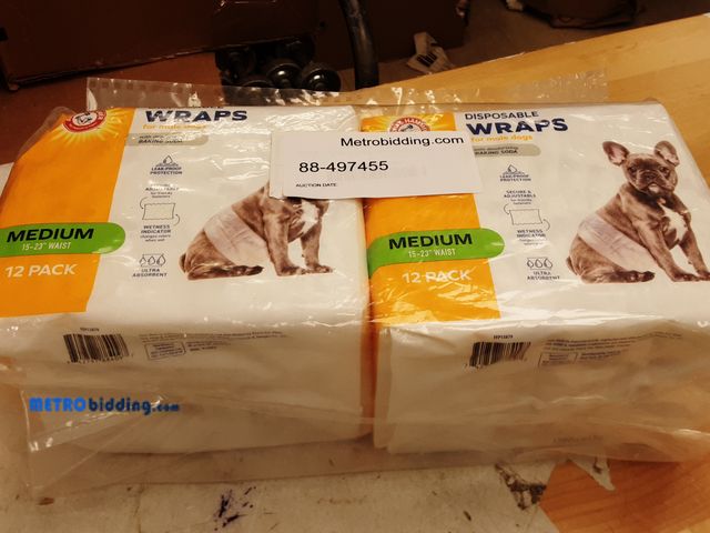 Lot 88-497455 - Arm &amp; Hammer For Pets Male Dog Wraps, Medium 12 Ct | Ultra-Absorbent, Adjustable Male Dog Diaper...