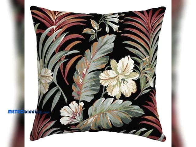 Lot 88-498405 - Arden Selections Floral Simone Black Tropical Square Throw Pillow ZQ0Y554B