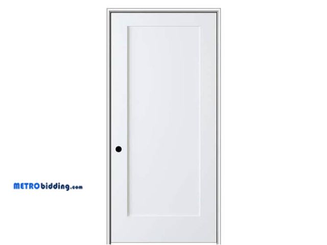 Lot 88-481630 - MMI DOOR Shaker Flat Panel 24 in. x 80 in. Right Hand Solid Core Primed HDF, MSRP:$642.00