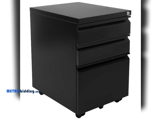 Lot 88-484258 - mount-it!
3-Drawer Black Metal 15.3 in. W Under Desk Pedestal File Cabinet w/Wheels, Rolling Storage...