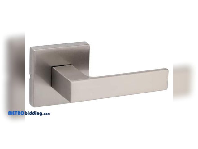 Lot 88-491839 - Kwikset Singapore Square Satin Nickel Hall/Closet Door Handle with Microban 720SAL 15 SQT