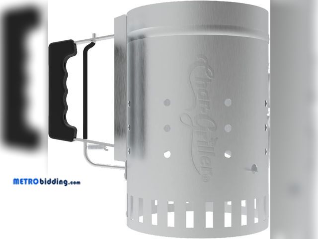 Lot 88-492970 - Char-Griller Charcoal Grill Chimney Starter with Quick Release Trigger for Quickly Lighting BBQ Coal...
