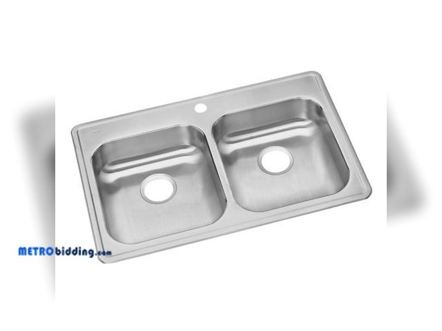 Lot 88-497417 - Dayton® Stainless Steel 33" x 21-1/4" x 5-3/8" 1-Hole Equal Double Bowl Drop-in Sink
MSRP: $338.00
