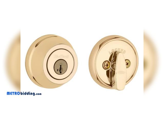 Lot 88-491854 - Kwikset 660 Polished Brass Single Cylinder Deadbolt featuring SmartKey Security and Microban Technol...