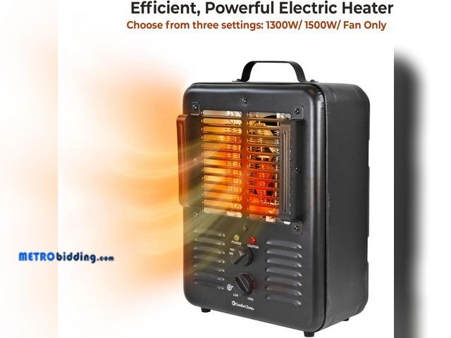 Lot 88-481340 - Comfort Zone 1500W Milkhouse Style Utility Space Heater – Portable Workshop &amp; Garage Electric He...