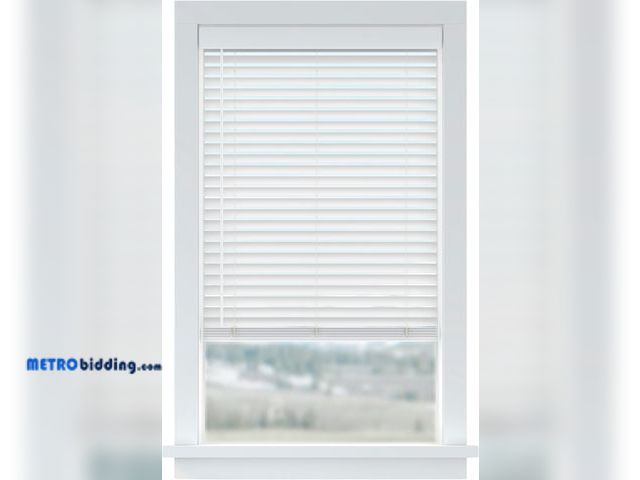 Lot 88-481400 - LEVOLOR Basics 2” Faux Wood Horizontal Blinds for Indoor Windows, 34” W x 72” H, Cordless Light Filt...