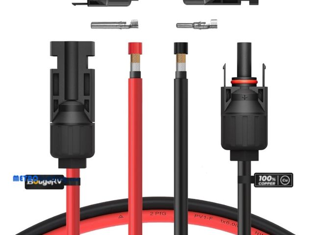Lot 88-503460 - BougeRV 10 Feet 10AWG Solar Extension Cable with Female and Male Connector with Extra Pair of Connec...