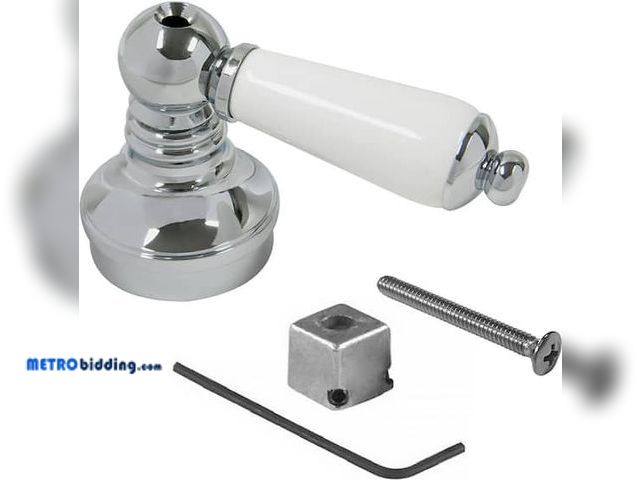Lot 88-508049 - Everbilt Universal Faucet Handle with Lever Design in White with Chrome Trim 76176