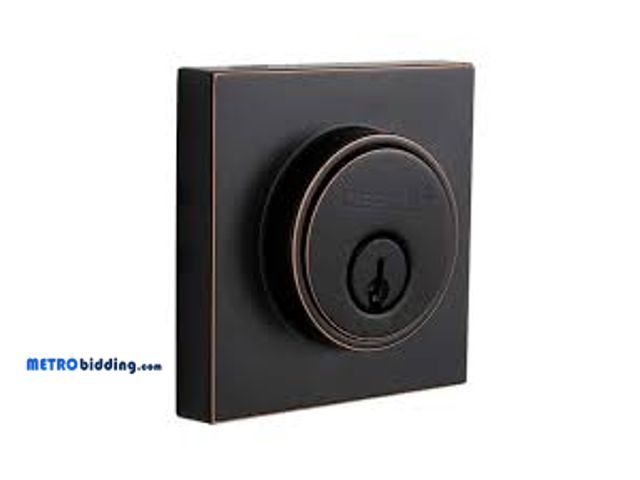 Lot 88-480421 - Defiant Square Aged Bronze Single Cylinder Contemporary Deadbolt