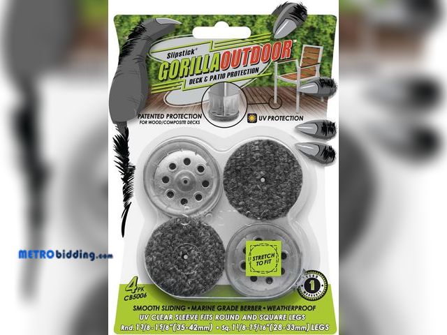 Lot 88-492024 - Slipstick GorillaOutdoor Berber Furniture Feet Pads with Clear Sleeve Sock (4 Pack) Outdoor Furnitur...