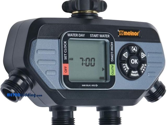 Lot 88-482532 - Melnor 73280 Digital Water Electronic Hose Timer, 4 Zone, Black/Gray