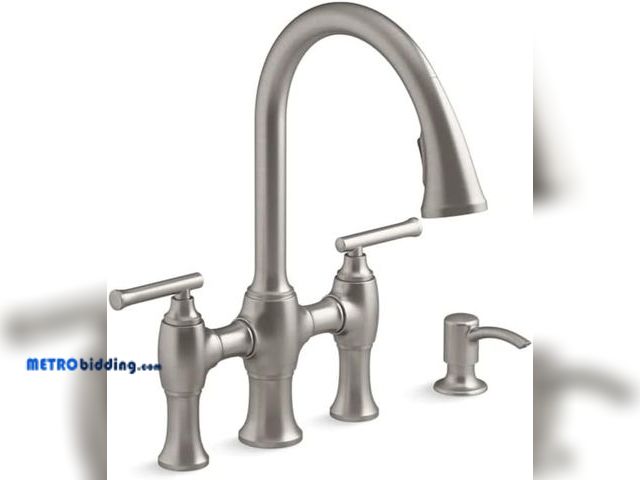 Lot 88-497371 - Kohler Oresund R28705-SD-VS Pull-Down Bridge Kitchen Faucet