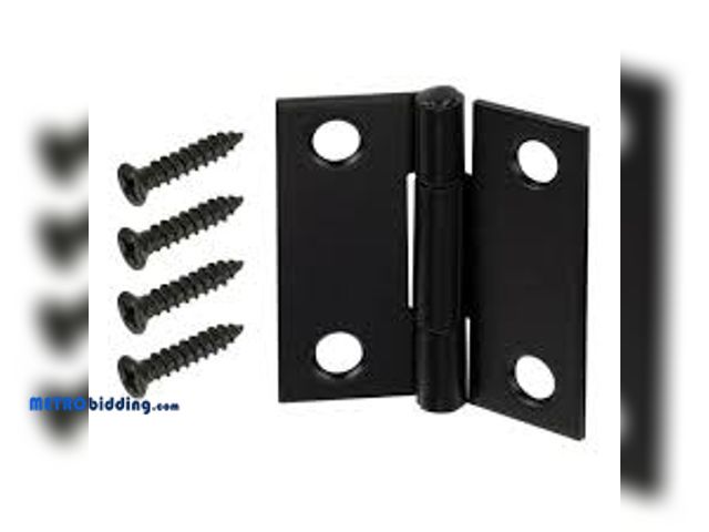 Lot 88-501247 - Everbilt 2-Pack 1-1/2 in. Matte Black Non-Removable Pin Narrow Surface Mount Door Hinge, Lot of 2