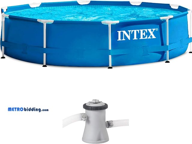 Lot 88-498801 - INTEX 28201EH Metal Frame Above Ground Swimming Pool Set: 10ft x 30in – Includes 330 GPH Cartridge F...