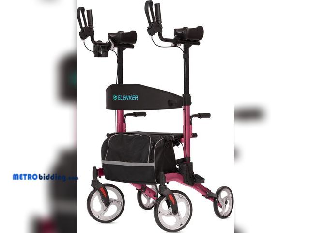 Lot 88-498627 - ELENKER Upright Rollator Walker, Stand Up Rolling Walker, Mobility Walking Aid with 10” Front Wheels...