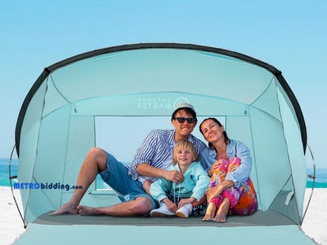 Lot 88-483041 - OutdoorMaster Beach Tent for 3-4 Person - Easy Setup and Portable Beach Shade Sun Shelter Canopy wit...