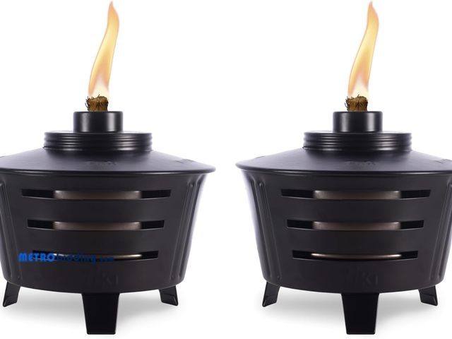Lot 88-497884 - TIKI Mini Fire Pit Tabletop Torch 2-Pack, Outdoor Decorative TIKI Torch for Patio, Backyard, and Gar...