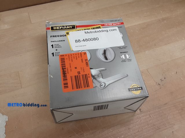 Lot 88-480080 - Defiant Freedom Satin Nickel Single Cylinder Combo Pack 32MEX2D1B