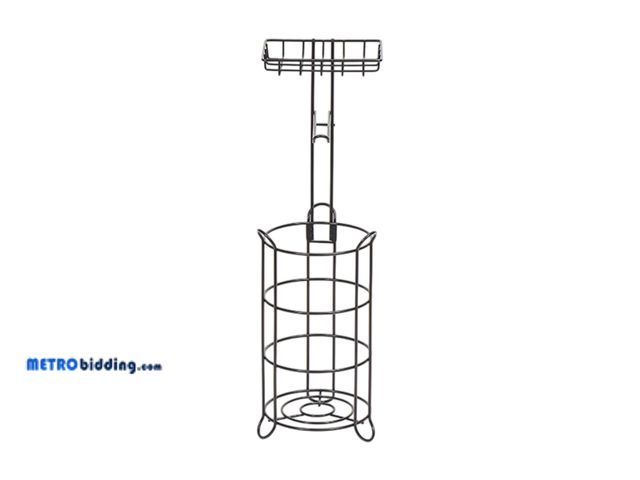 Lot 88-501662 - Style Selections Matte Black Freestanding Single Post Toilet Paper Holder with Storage TP271AR-MBK