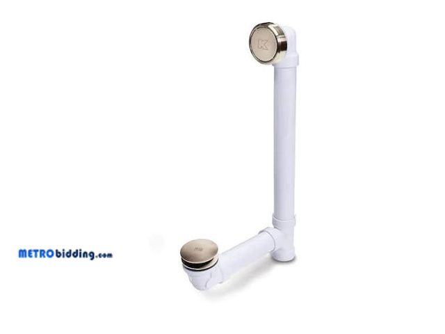 Lot 88-482568 - KEENEY Foot Lok Stop Full Soak Bath Waste and Overflow Tub Drain in Brushed Nickel