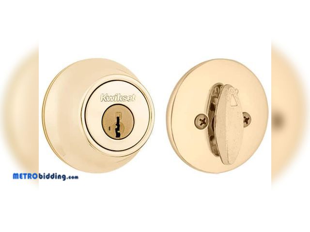 Lot 88-491844 - Kwikset 660 Polished Brass Single Cylinder Deadbolt featuring SmartKey Security and Microban Technol...