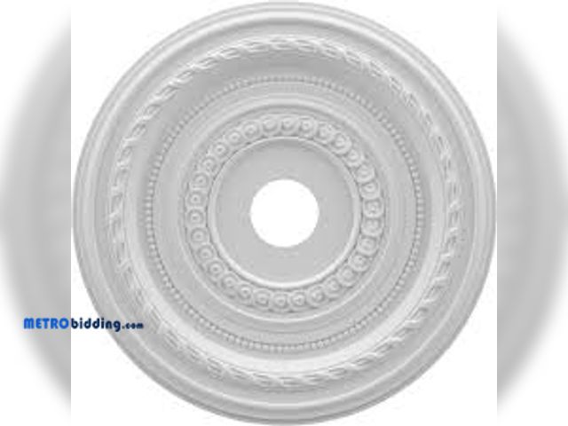 Lot 88-491372 - Ekena Millwork 1 in. P x 22 in. O.D. x 3-1/2 in. I.D. Cole Thermoformed PVC Ceiling Medallion Mouldi...
