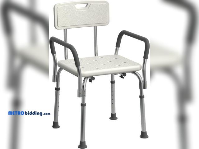 Lot 88-498418 - Medline Shower Chair for Inside Shower, Heavy Duty, 350 lb Capacity, Adjustable Height, Non-Slip Sea...