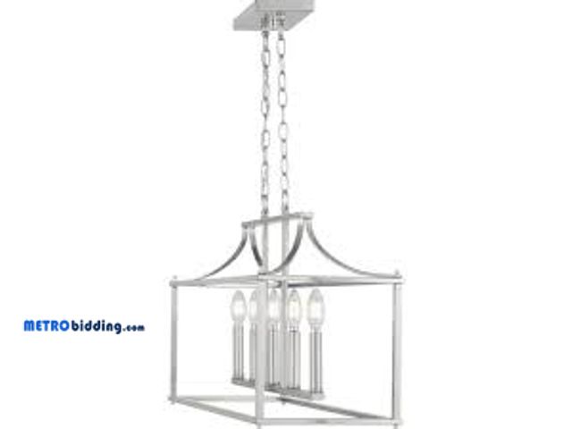 Lot 88-492950 - Home Decorators Collection Crestview 34 in. 5-Light Brushed Nickel Transitional Linear Chandelier