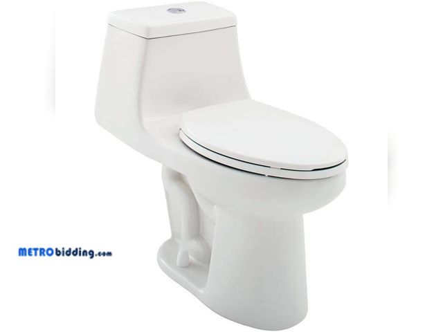 Lot 88-496933 - Glacier Bay 12 inch Rough In One-Piece 1.1 GPF Dual Flush Elongated Toilet in White Seat Included N2...