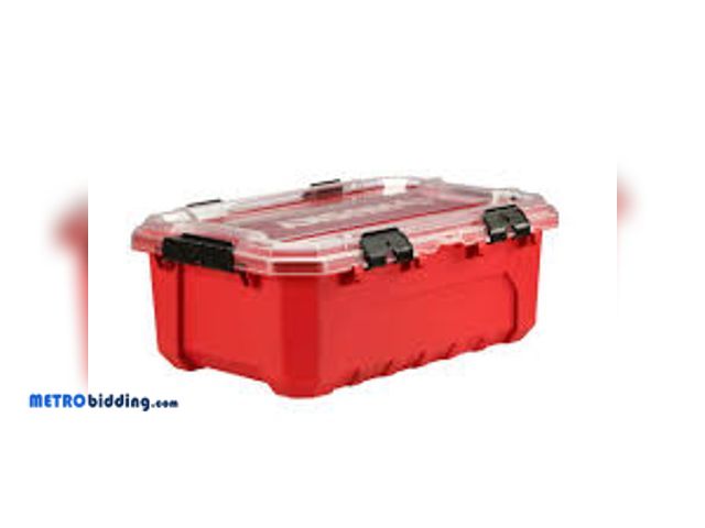 Lot 88-493829 - Husky 12-Gal. Professional Heavy Duty Waterproof Stackable Plastic Storage Container with Hinged  Li...