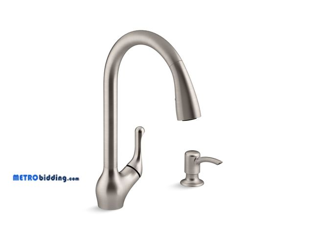 Lot 88-498490 - Kohler Barossa® Pull-down kitchen sink faucet with two-function sprayhead K-R776-SD-VS MSRP: $264.60