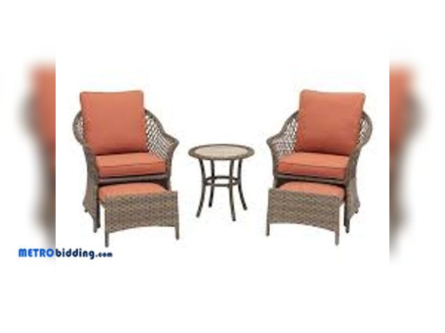Lot 88-491352 - Hampton Bay Valley Spring 5-Piece Wicker Patio Conversation Set with Sienna Cushions