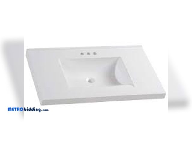 Lot 88-481075 - Glacier Bay 37 in. W x 22 in. D Cultured Marble Vanity Top in White with Integrated Sink HU37R-WH