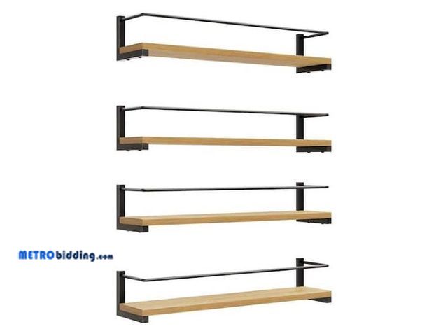 Lot 88-482513 - Numhew 15.7 in. Rustic Wood Wall Mounted Spice Rack, Hanging Rack for Kitchen (4-Pack)