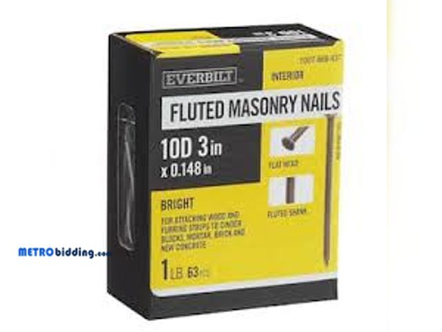 Lot 88-501434 - Everbilt 2 in. x 6D Bright Non-Collated Flooring Nails Fluted Masonry 1 lb.