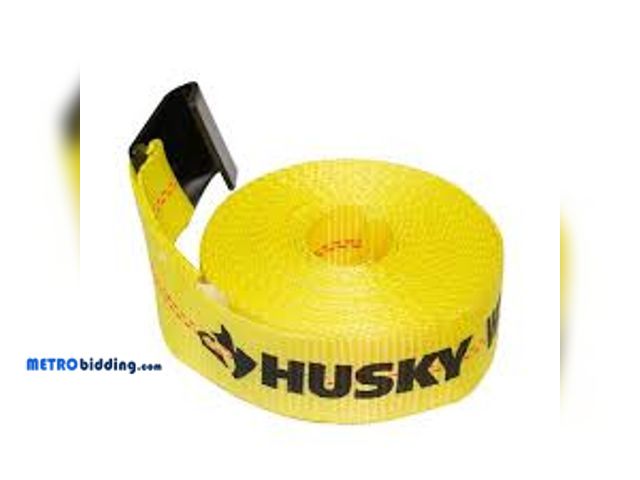 Lot 88-493766 - Husky 2 in. x 27 ft. Heavy-Duty Ratchet Tie-Down Strap with Flat Hooks FH0850 , missing ratchet mech...