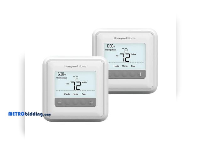 Lot 88-498660 - Honeywell T4 PRO 2-Day Programmable Thermostat, 1/Heat 1/Cool - (2-Pack), Universal Mounting RTH4110...