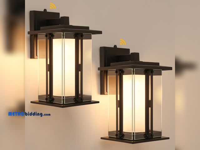 Lot 88-494277 - LUTEC 13" Dusk to Dawn Outdoor Wall Light, Waterproof Porch Light for Doorway, Matte Metal Frame and...