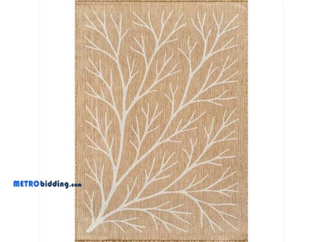 Lot 88-494339 - Beverly Rug Flora Natural 6 ft. x 9 ft. Coral Branch Washable Indoor Outdoor Area Rug HD-TRP111