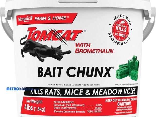Lot 88-498356 - Tomcat with Bromethalin Bait Chunx Pail, Rat and Mice Control for Agricultural Use and Professional ...