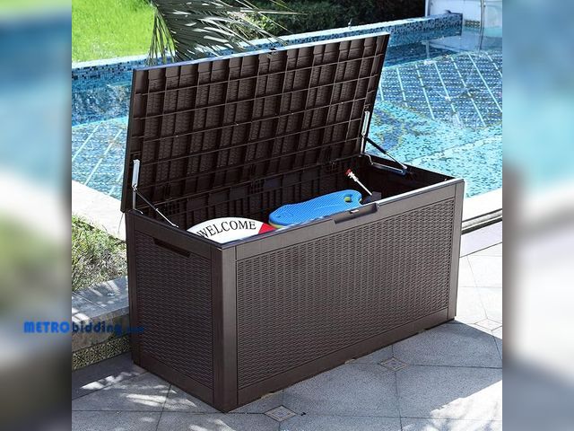 Lot 88-503492 - YITAHOME 100 Gallon Large Deck Box, Outdoor Resin Storage Boxes for Patio Furniture, Outdoor Cushion...