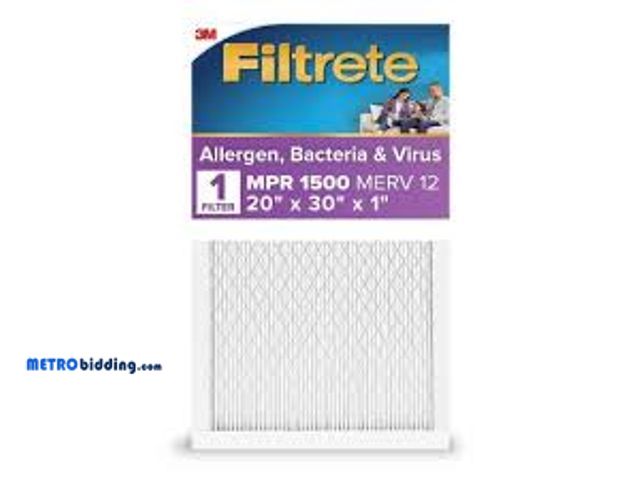 Lot 88-490984 - Filtrete Ultra Allergen 20x30x1 Air Filter: MERV 12 Electrostatic Furnace &amp; AC Filter, Captures ...