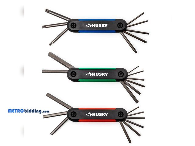 Lot 88-492440 - Husky SAE/Metric Folding Hex Key Set With Bonus Torx Set (3-Piece) HFHK3PCSET