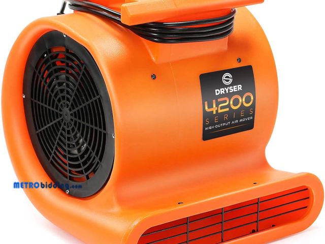 Lot 88-498753 - Dryser Air Mover Carpet Dryer 3 Speed 1 HP Industrial Floor Fan - Orange Stackable Carpet Drying Fan...